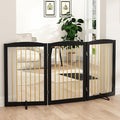 Freestanding Pet Gate for Dogs, Foldable Wooden Dog Gate for House Indoor by PUPETPO