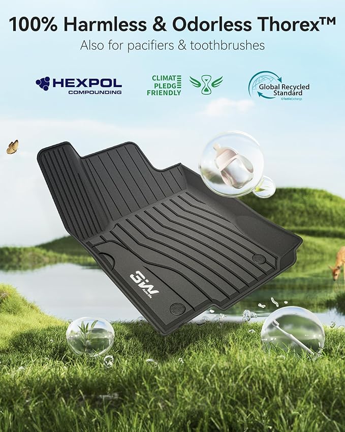 3W Floor Mats Fit for Benz GLE 2016-2019, TPE All Weather Custom Fit Floor - Image 6