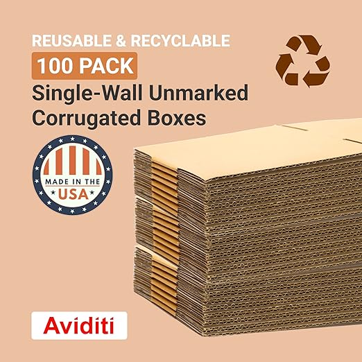 Aviditi Shipping Boxes Flat 9"L x 6"W x 3"H, Moving and Storage - Image 3