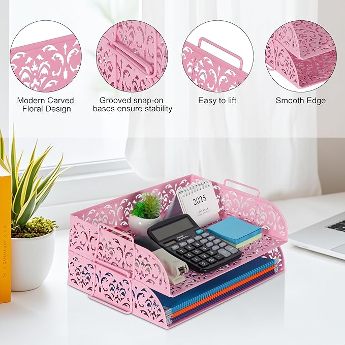 EasyPAG Paper Organizer for Desk 2 Tier Stackable Paper Tray for A4 Legal Size - Image 4
