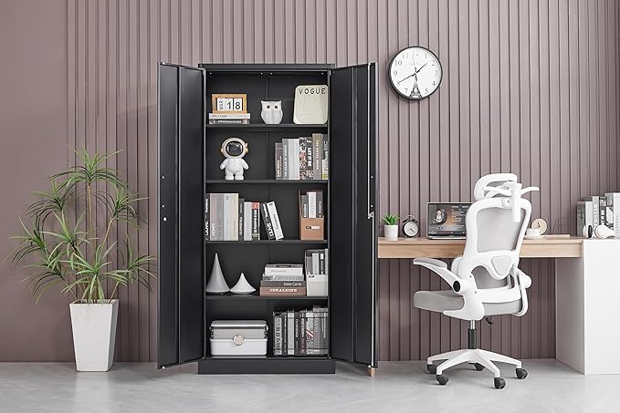 Metal Storage Cabinet with Adjustable Shelves, Garage Cabinet with 2 Lockable - Image 6