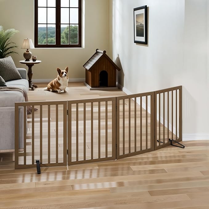 Dog Gate for Stairs, Foldable Dog Gate for Indoor Doorways House, Freestanding - Image 7