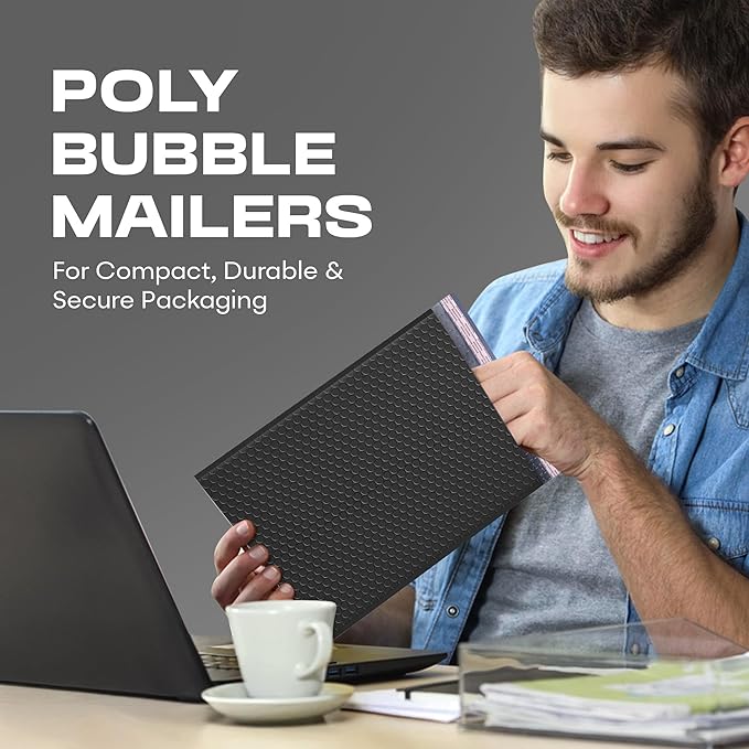 Black Extra Large Poly Bubble Mailers 14.25x20 inch #7 | Self Seal Large Padded - Image 6