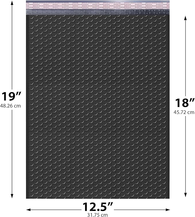 Black 12.5x19.5 Inch Large Poly Bubble Mailers #6 | Padded Envelopes - Image 2