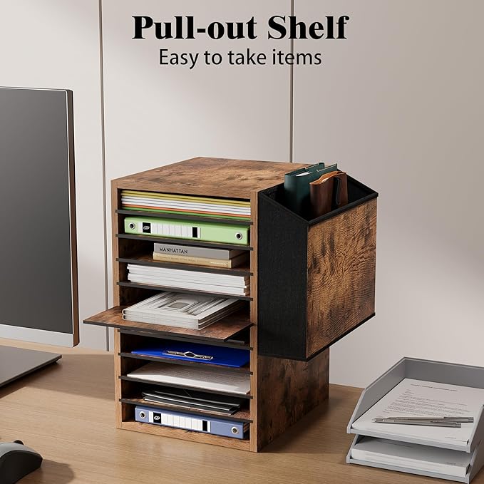 Office Mail Sorter, Wooden Paper Organizer - Image 3