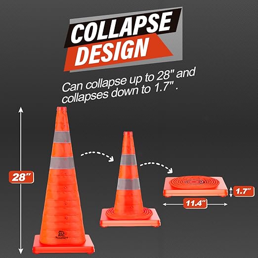RoadHero 28 Inch 20 Pack Collapsible Traffic Safety Cones, Parking Lots - Image 4