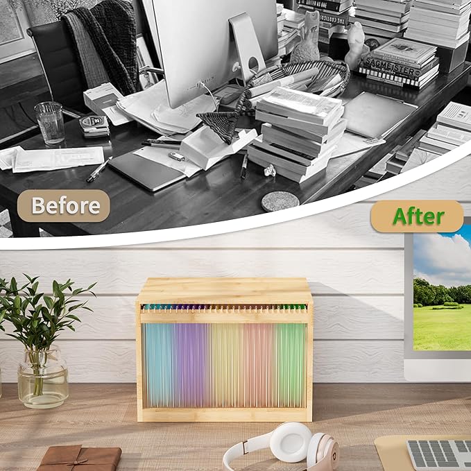 Natural Bamboo & Acrylic File Box - Image 3