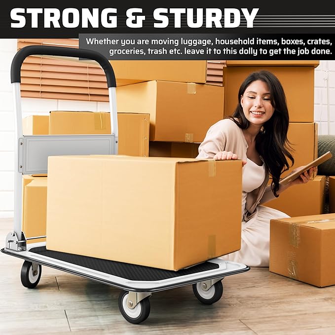 Heavy Duty Foldable Push Cart Dolly | 330 lbs. Capacity | Upgraded Collapsible - Image 5
