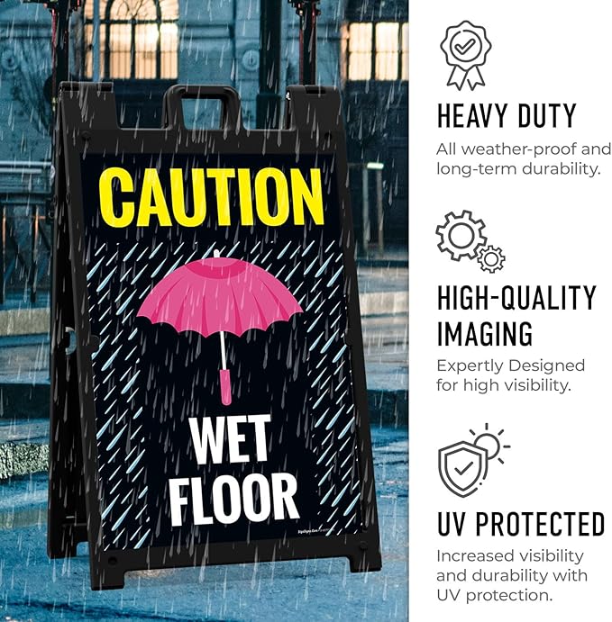 Caution Wet Floor Umbrella Sidewalk Sign Kit, 24x36 Inches, - Image 7