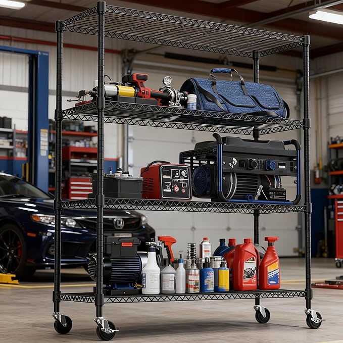 4 Tiers Shelf 1400 lbs Steel Storage Shelving Utility Shelving Unit Steel - Image 2