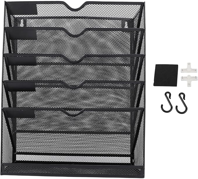Walfront Hanging Wall File Holder 6 Tier Metal Hanging Wall Mount File Organizer - Image 9