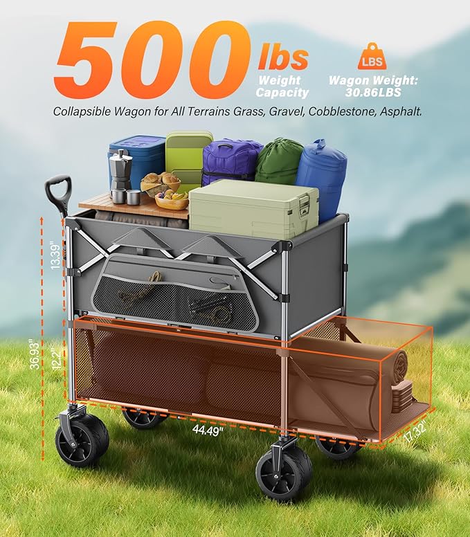 Collapsible Wagon Double Decker Wagons Carts Foldable - Image 2
