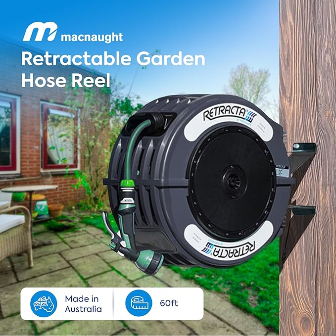 Macnaught Retractable Garden Hose Reel, 60 Ft Water Hose Reel Heavy Duty - Image 3