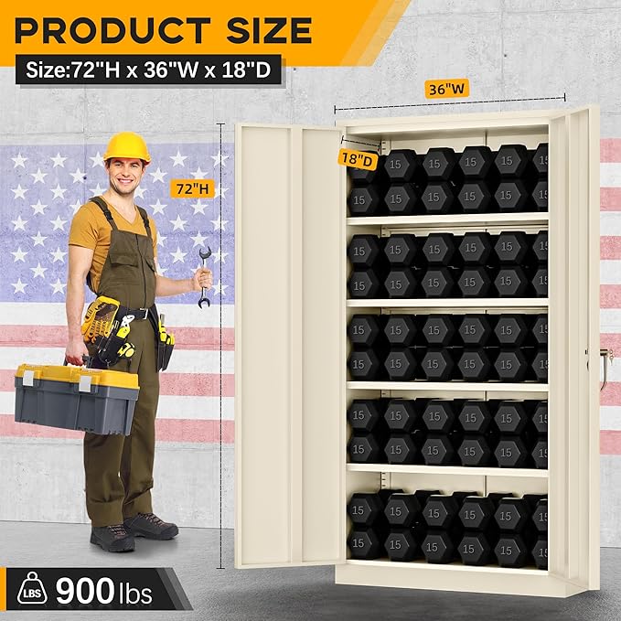 Greenvelly Metal Garage Storage Cabinet - Image 3