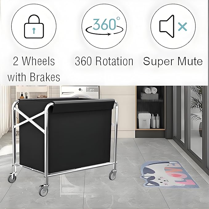 Commercial Laundry Cart with Wheels Heavy Duty Collapsible Laundry Baskets 12 - Image 7