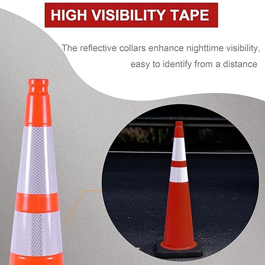 OrangeStar 36" Traffic Cones 8-Pack, Weighted Rubber Base - Image 3