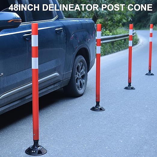 OrangeStar 8 Pack Delineator Post 48" Red Traffic Delineator Cones - Image 2
