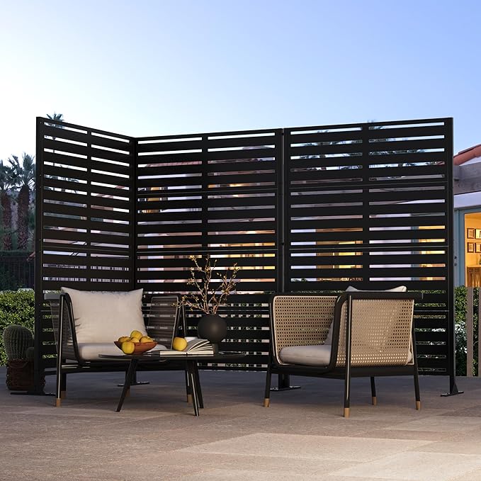 Modern Shade Metal Privacy Screen 72" H x 48" W, Freestanding Decorative - Image 2