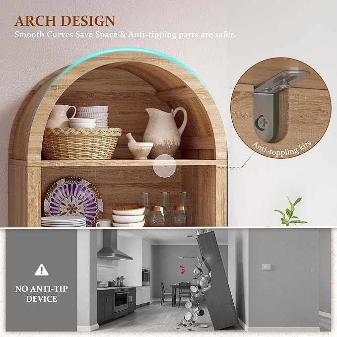 79.9" Tall Arched Pantry Cabinet, 6-Tier Arched Cabinet - Image 4