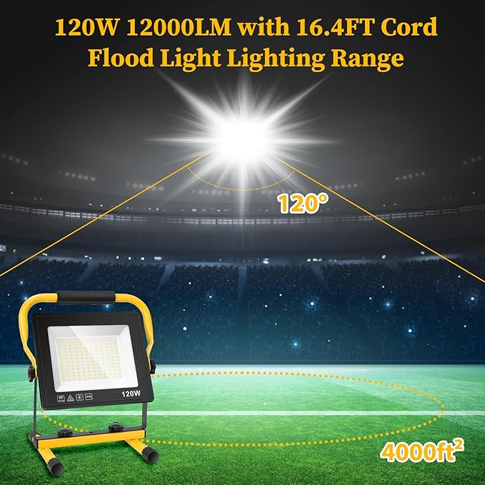 120W Led Work Light, 12000LM Portable Work Light - Image 2