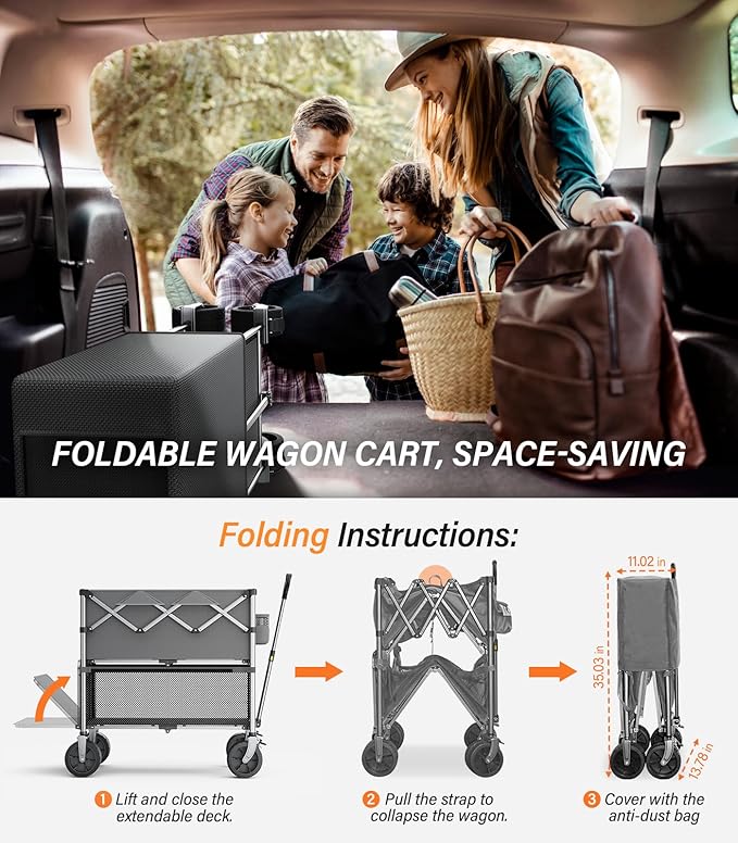 Collapsible Wagon Double Decker Wagons Carts Foldable - Image 6