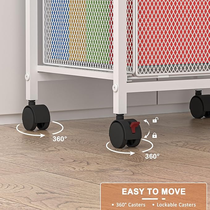 Rolling File Cabinet with Adjustable Dividers, Mobile Filing Cabinet with - Image 5