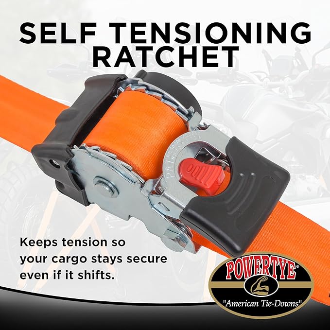 PowerTye - 2 inch x 10ft Long Retractable Ratchet Tie Down Strap - - Image 5