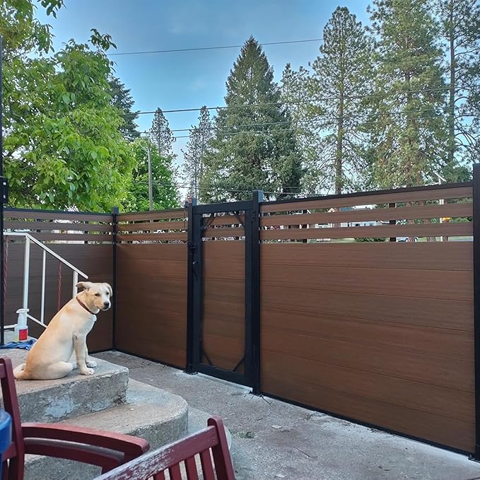 6ft x 6ft Outdoor Privacy Fence, Tall Wind Resistant Covering, Wood Plastic - Image 8