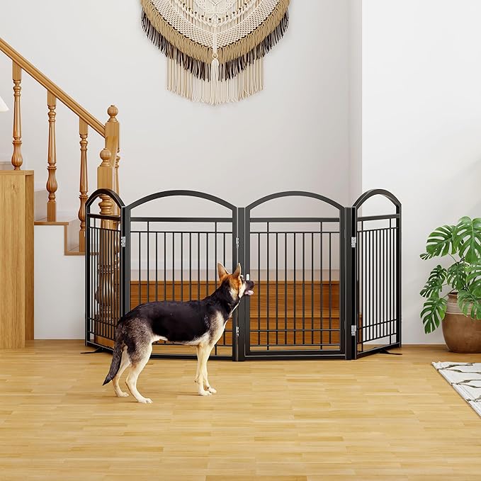 Folding No-Assembly Metal Freestanding Dog Gate - Image 4