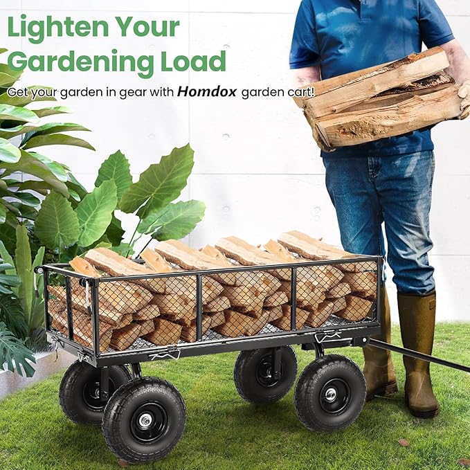 Homdox 880LB Heavy Duty Garden Cart on Wheels, Professional Utility Wagon - Image 2