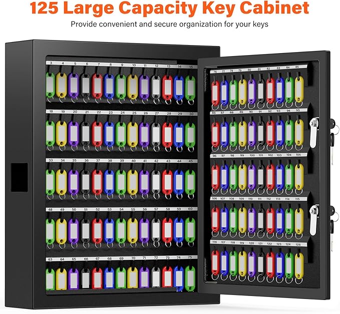125 Keys Dual Lock Box Wall Mount, Anti-Theft Key Cabinet - Image 4