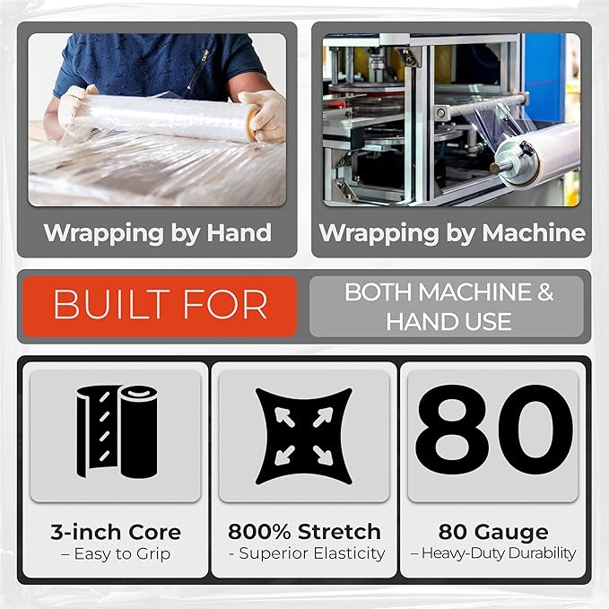 Heavy Duty 18" Shrink Wrap Roll – Clear Stretch Wrap - Image 5