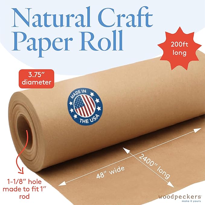 Craft Paper Roll, Jumbo Butcher Paper Roll, 48 Inches x 2400 Inches Brown Paper - Image 2
