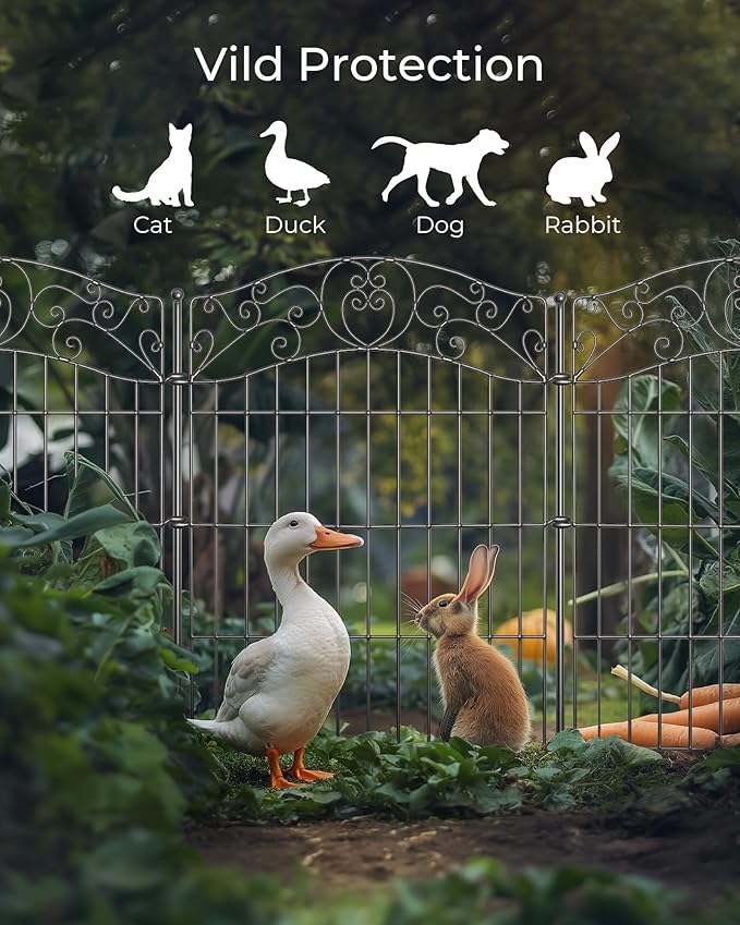 10 Panels No Dig Decorative Outdoor Garden Fence, 40 in X 23.6 ft Animal - Image 7