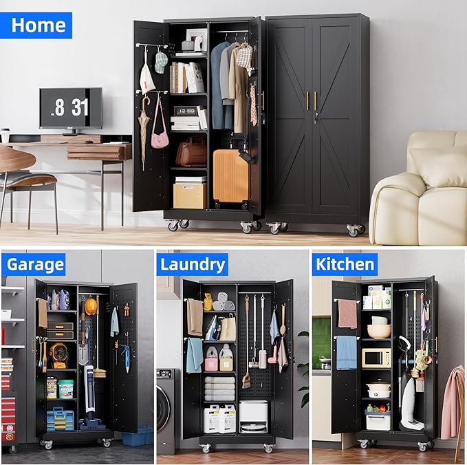 31.5 in Wide Garage Storage Cabinet, Metal Tool Cabinet - Image 7