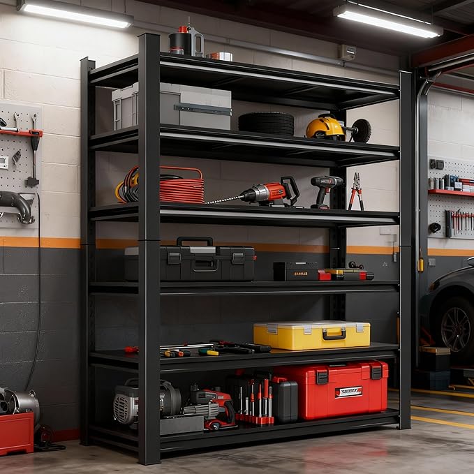 Adjustable 6-Tier Garage Shelving, Heavy Duty Steel Storage Rack, High Load - Image 2