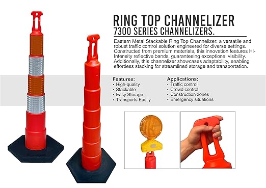 Eastern Metal 42" Stackable Ring TOP Traffic CHANNELIZER Cones W/16 lb Base - Image 2