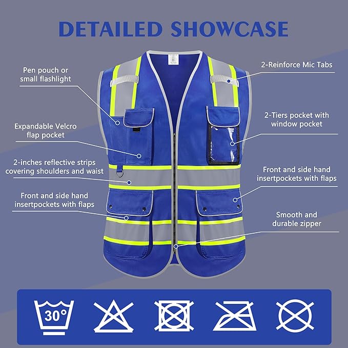 Reflective Safety Vest for Men Women, High Visibility Safety Vest - Image 3