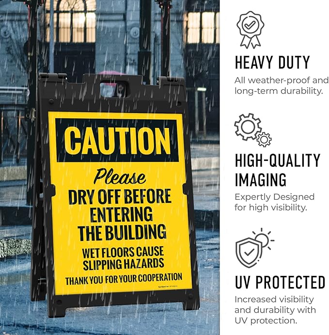 Caution Please Dry Off Wet Floor Sidewalk Sign Kit, 18x24 Inches, - Image 6