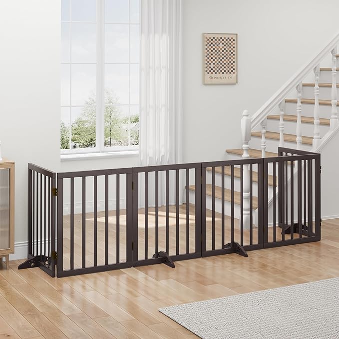 Brown Freestanding Foldable Pet Gate - Image 6