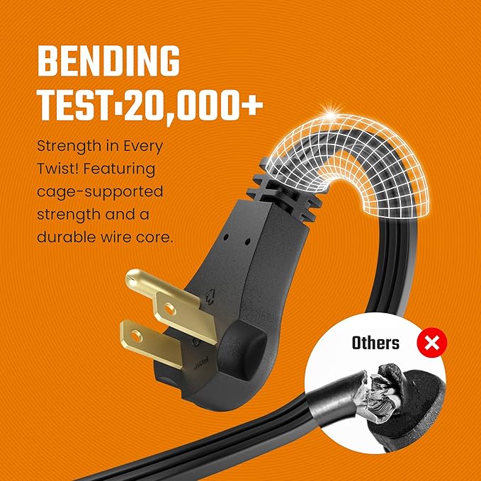 Black Extension Cord Flat 8ft for Indoor Use by Bindmaster- UL-Listed 3-Prong - Image 5