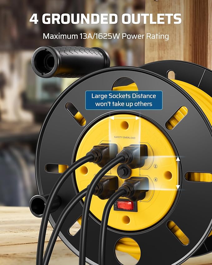 DEWENWILS Retractable Extension Cord Reel, 80FT Heavy Duty Open Cord Reel - Image 4