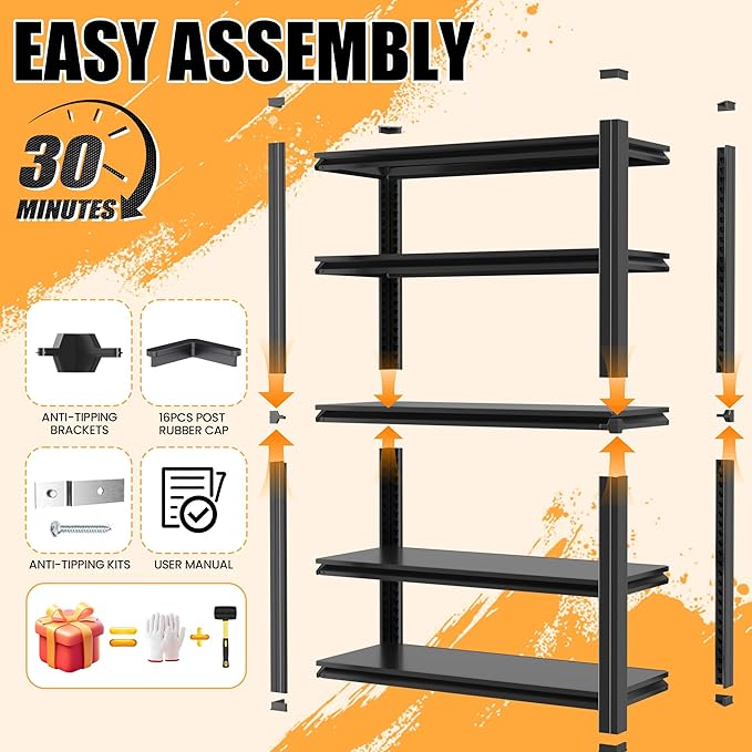 72" H Garage Shelving, Heavy Duty Storage Shelves, Garage Storage Shelves - Image 7