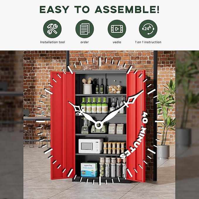 Greenvelly Metal Storage Cabinet, Lockable Steel Cabinet - Image 7
