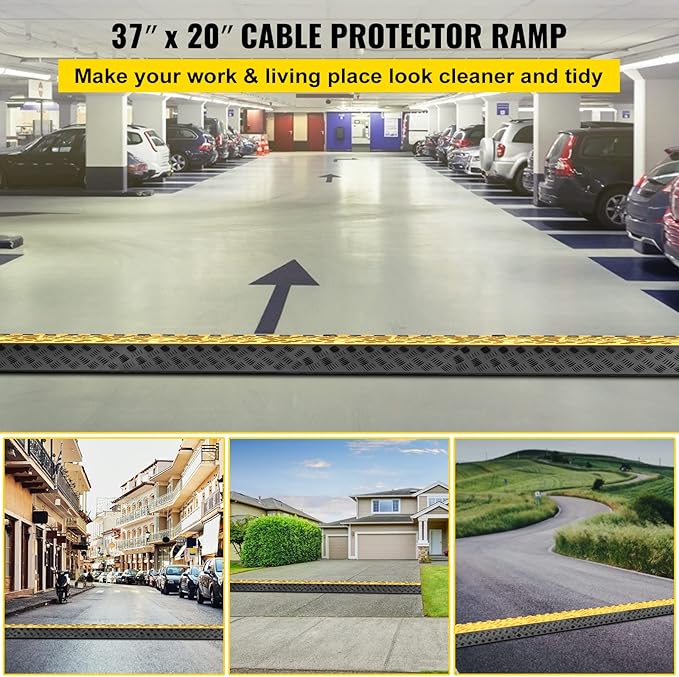 Happybuy 1 Pack of 3-Channel Rubber Cable Protector Ramps Heavy Duty 44000Lbs - Image 2