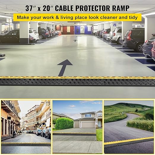 VEVOR 3-Channel Rubber Cable Protector Ramps Heavy Duty 44000Lbs Load Capacity - Image 2