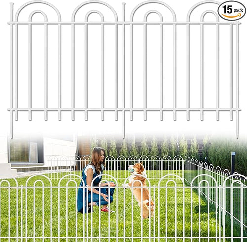 15 Panels Decorative Garden Fence, 24 in X 30 ft No Dig Dog Fence Outdoor by AVELOTUUG