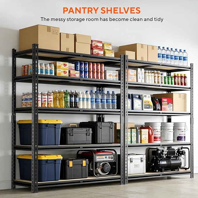 5 Tier Garage Shelving, Adjustable Heavy Duty Garage Shelves, Metal Storage - Image 9