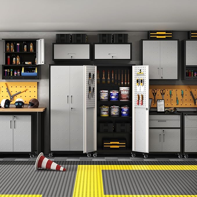 71'' Garage Storage Cabinet on Wheels Metal Tool Cabinets - Image 7