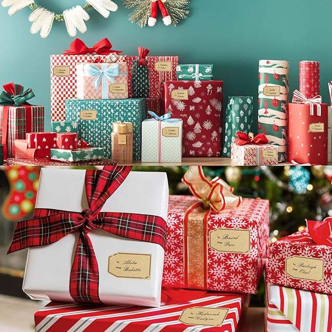 600PCS Gift Tag Stickers, 1.18" x 2" Christmas Gift Tags Stickers Brown Kraft - Image 6